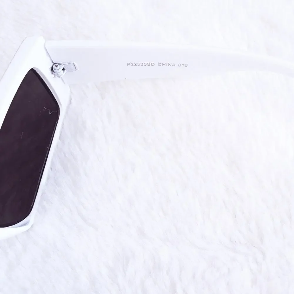 Aaron White Rectangular Sunglasses